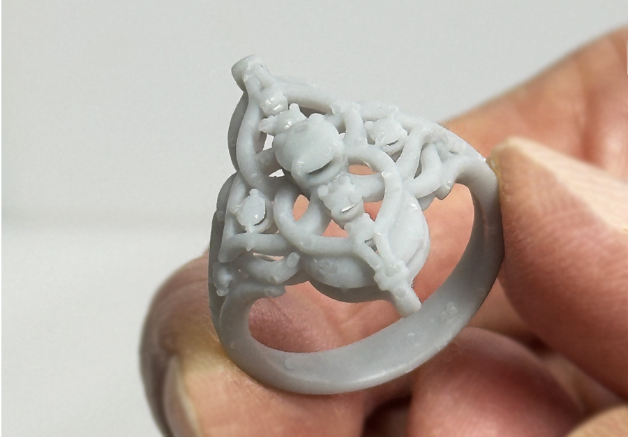 A wearable three-dimensional printed ring model