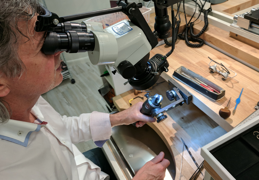Fine jewelry repair work at the bench
